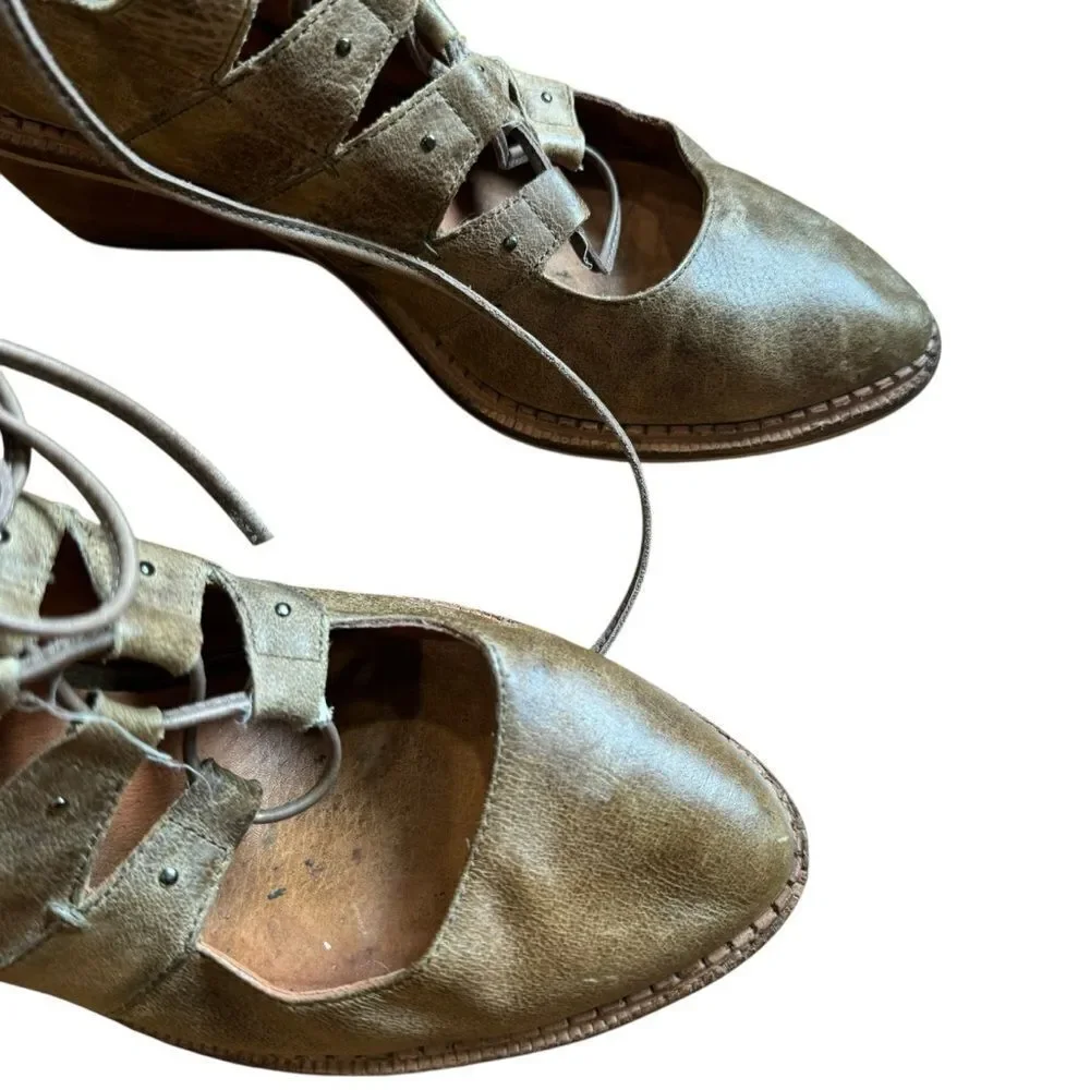 Schuler & Sons Anthropologie wedge oxford Leather lace Up shoes
